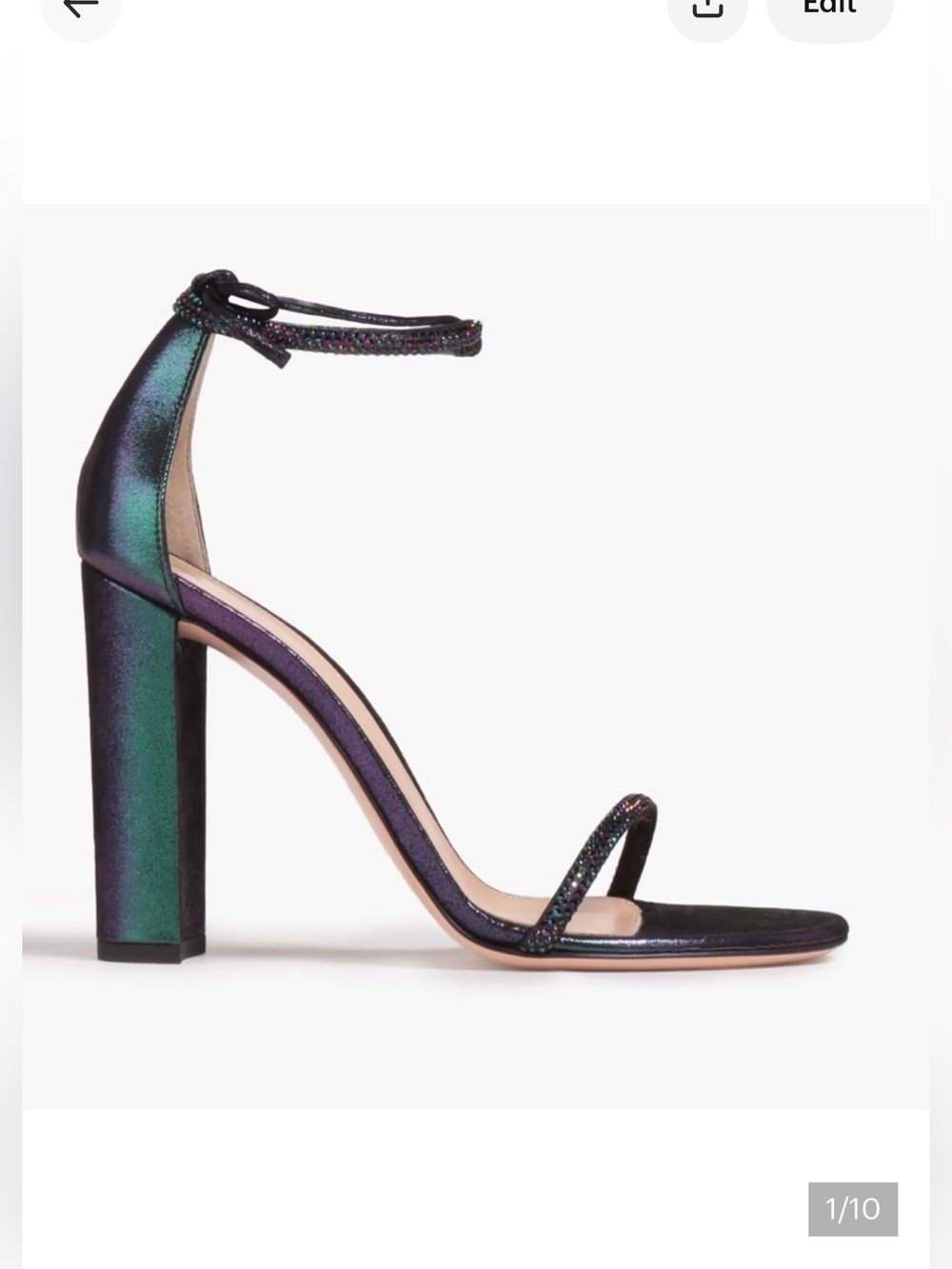 GIANVITO ROSSI Embellished Iridescent Suede Sandals In Violet crystals 💎